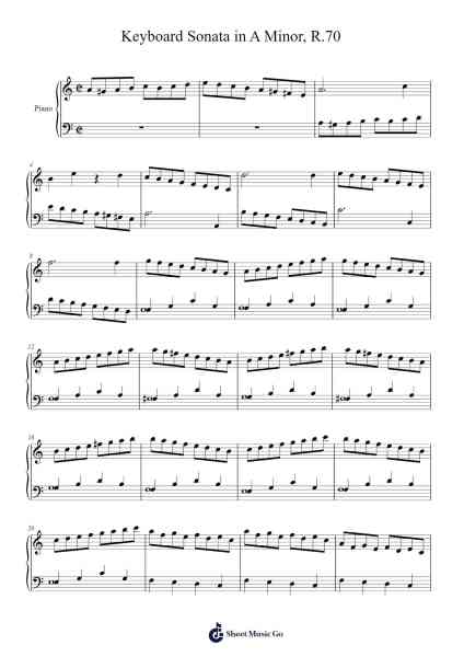 Keyboard Sonata in A Minor, R.70 Sheet Music by Antonio Soler-Arr.Waygrid