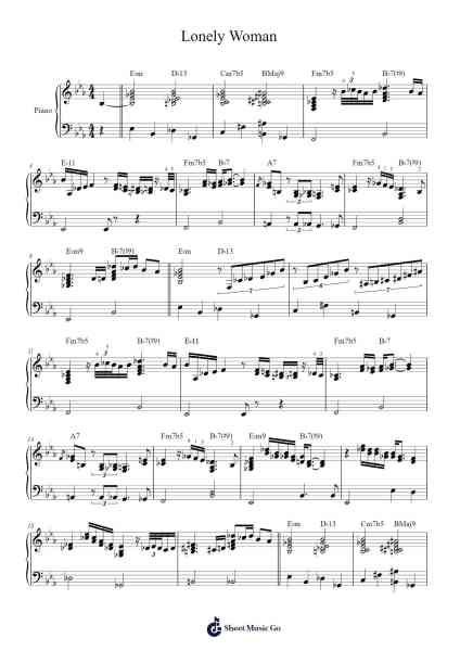 Lonely Woman Sheet Music by Horace Silver-Arr.Hason