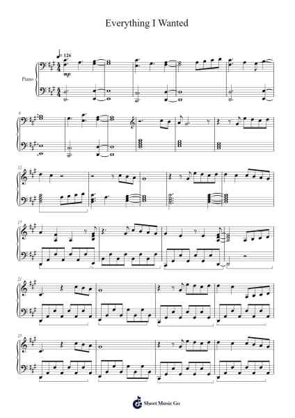 Everything I Wanted Sheet Music by Billie Eilish-Arr.Odefred