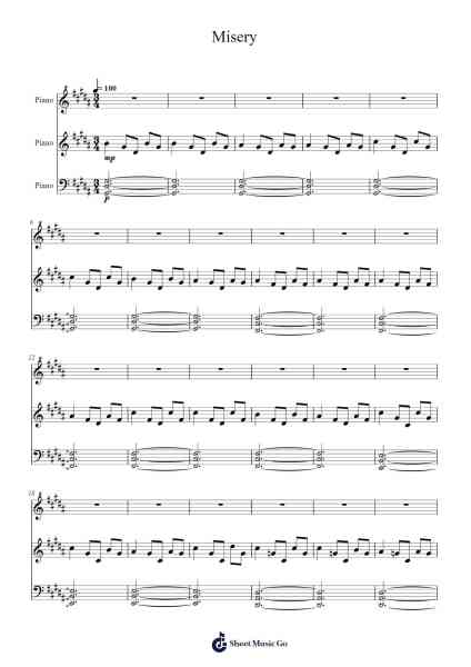 Misery Musica per pianoforte di Toutmaltz Crainiei - Arr.Quinliet