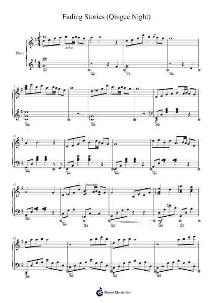 Fading Stories (Qingce Night) Sheet Music by Yu-Peng Chen-Arr.Dougtin Vashop