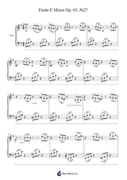 Etude in E Minor, Op. 65, No. 27 Sheet Music by Carl Albert Löschhorn-Arr.Paygill Noaho'neil