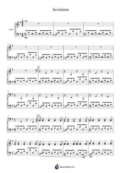 Invitation Sheet Music by Philip Glass-Arr.Sonfy Strasie