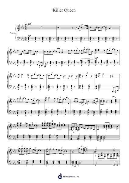 Killer Queen 樂譜由 Freddie Mercury - 編曲 Brobraith Zeyer