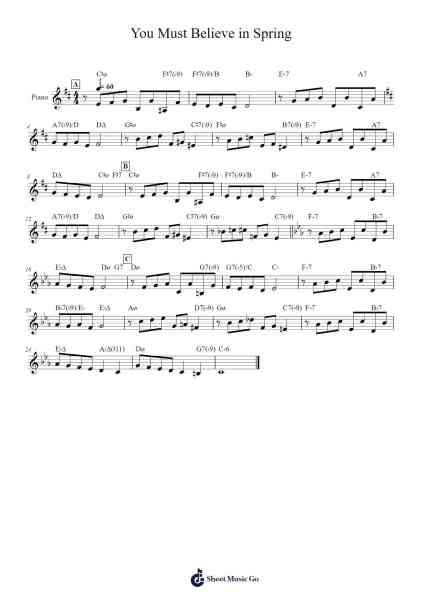 You Must Believe in Spring Sheet Music by Michel Legrand-Arr.Evertrine Curcent