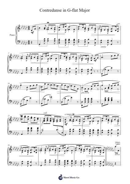 Contredanse in G-flat Major, B.17 Sheet Music by Frédéric Chopin-Arr.Milesbloor