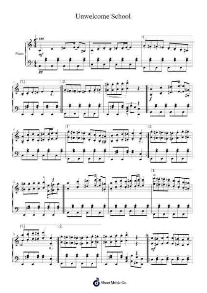 Unwelcome School Sheet Music by Mitsukiyo-Arr.Linee Bushsopp