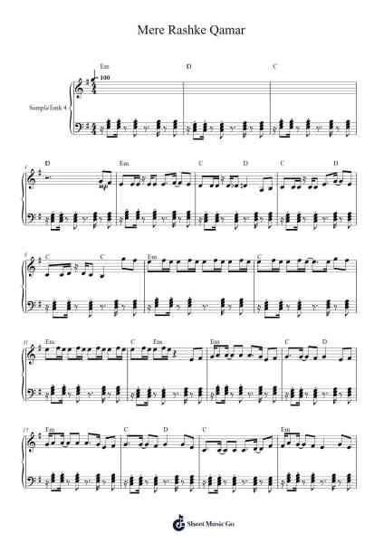 Mere Rashke Qamar Sheet Music by Nusrat Fateh Ali Khan-Arr.Runiel Faulktave