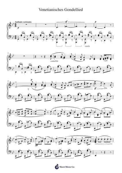 Lieder ohne Worte, No. 6 "Venetianisches Gondellied" in G Minor, Op. 19b, No. 6 Sheet Music by Felix Mendelssohn-Arr.Bartther Benxon