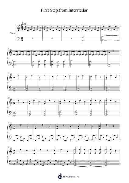 First Step from Interstellar Sheet Music by Hans Zimmer-Arr.Brianphrey Judphne
