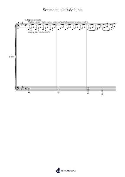 Piano Sonata No. 14 in C-Sharp Minor, Op. 27, No. 2 "Moonlight": I. Adagio sostenuto Sheet Music by Ludwig van Beethoven-Arr.Huttwer Sampland