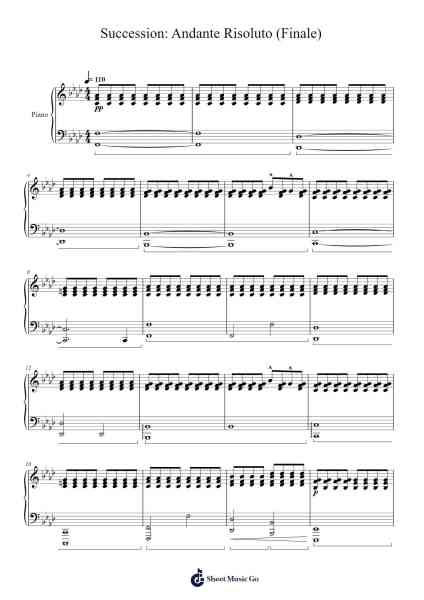 Succession: Andante Risoluto (Finale) Sheet Music by Nicholas Britell-Arr.Cookelus