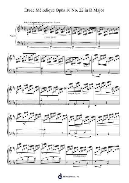 Étude Mélodique in D Major, Op. 16, No. 22 Sheet Music by Stephen Heller-Arr.Jobnold