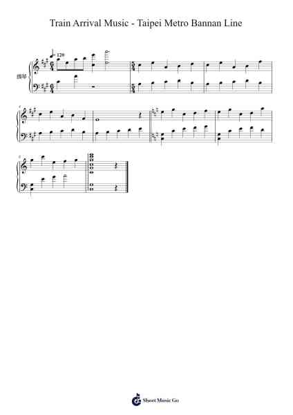 Train Arrival Music - Taipei Metro Bannan Line Sheet Music by Taipei Rapid Transit Corporation-Arr.Copclife Hudvan