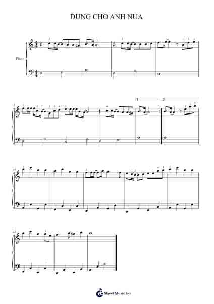 DUNG CHO ANH NUA Sheet Music by juliacat315-Arr.Davexy Tykins