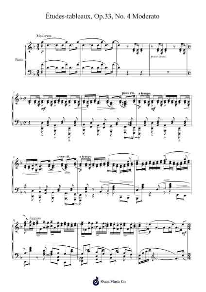 Études-tableaux, Op. 33, No. 4 in D Minor: Moderato Sheet Music by Sergei Rachmaninoff-Arr.Ellyle Hunrhys