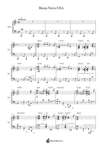Bossa Nova USA Sheet Music by The Dave Brubeck Quartet-Arr.Pubey