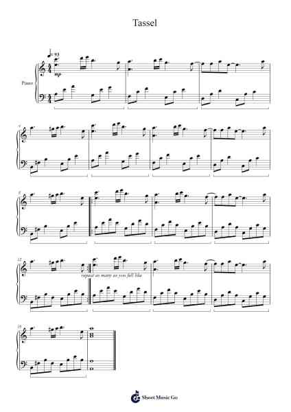 Tassel Sheet Music by Cymophane-Arr.Clevestowe Walkyes