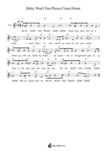 Baby, Won't You Please Come Home Sheet Music by Bessie Smith-Arr.Jannuel Graceche