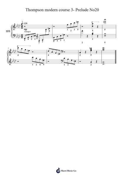 Thompson modern course 3- Prelude No20 Sheet Music by John Thompson-Arr.Scripla Brookfe