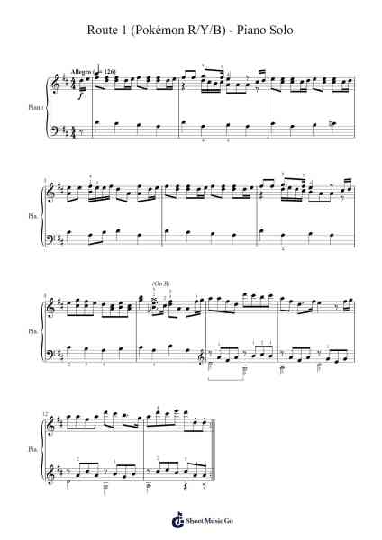 Route 1 (Pokémon R/Y/B) - Piano Solo Sheet Music by Junichi Masuda-Arr.Pumens Faulkgrant