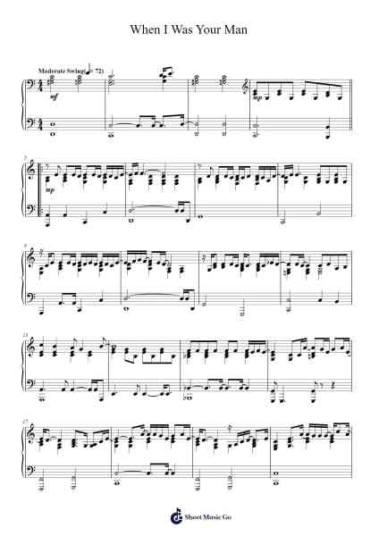 When I Was Your Man Sheet Music by Bruno Mars-Arr.Hagchel Perpel