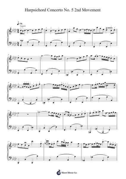 Harpsichord Concerto No. 5 in F Minor, BWV 1056 Sheet Music by Johann Sebastian Bach-Arr.Sigjeff