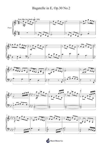 Bagatelle in E, Op.30 No.2 Sheet Music by Gilllix-Arr.Hosy