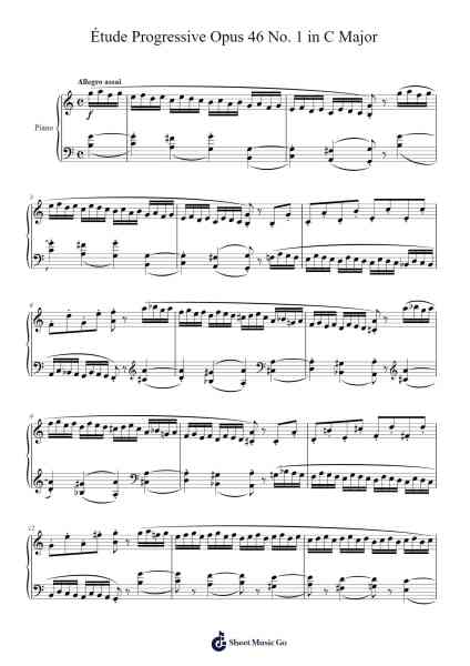 Étude Progressive Opus 46 No. 1 in C Major Sheet Music by Stephen Heller-Arr.Egbeau