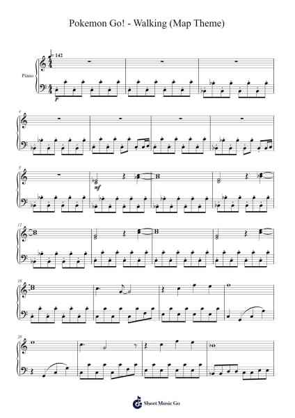 Pokemon Go! - Walking (Map Theme) Sheet Music by Junichi Masuda-Arr.Pullzie Willmiles