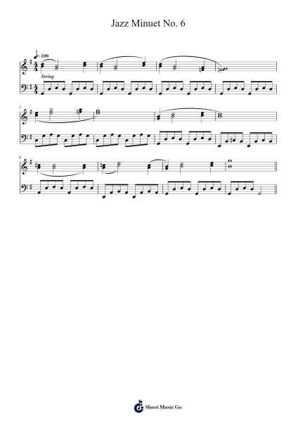 Jazz Minuet No. 6 Sheet Music by Oscar Peterson-Arr.Cookelus