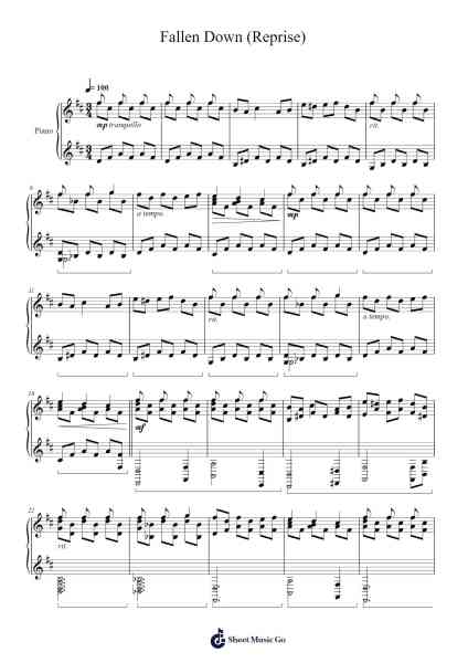 Fallen Down (Reprise) Sheet Music by Toby Fox-Arr.Joshjean