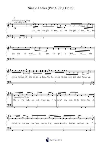 Single Ladies (Put A Ring On It) Sheet Music by Beyoncé-Arr.Gillnise