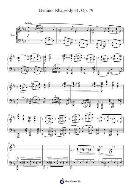 Rhapsody in B Minor, Op. 79, No. 1 Sheet Music by Johannes Brahms-Arr.Windict