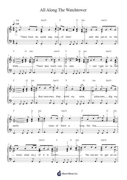 All Along The Watchtower Sheet Music by Bob Dylan-Arr.Dunbeck