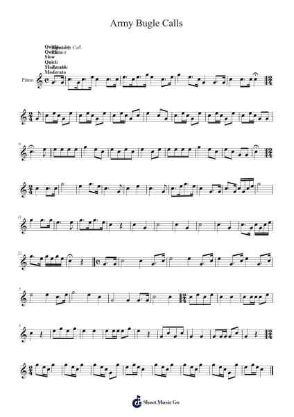Army Bugle Calls (1914) Sheet Music by Charles Leslie Johnson-Arr.Sainsthea Flind