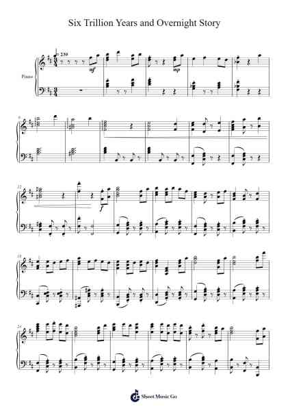 Six Trillion Years and Overnight Story Sheet Music by Kemu-Arr.Leighborn