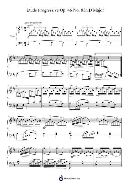 Étude Progressive Op. 46 No. 8 in D Major Sheet Music by Stephen Heller-Arr.Rodblair