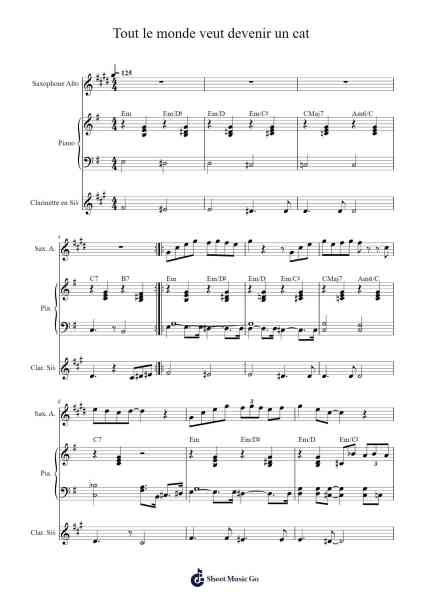 Tout le monde veut devenir un cat Sheet Music by -Arr.Clairenor Jouvic