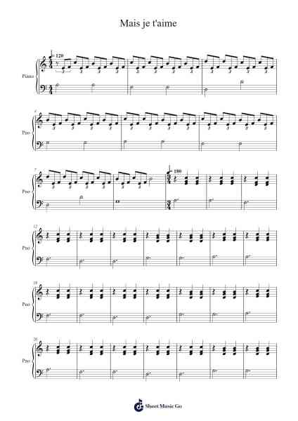 Mais je t'aime Sheet Music by Grand Corps Malade/Camille Lellouche-Arr.Swinria