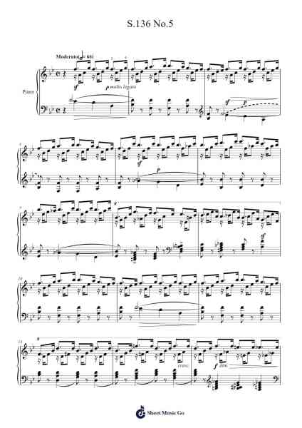 Années de pèlerinage II, S.161 No. 5 "Sposalizio" Sheet Music by Franz Liszt-Arr.Hobryce Cookeniei