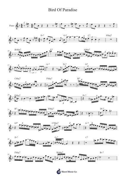 Bird Of Paradise Sheet Music by Charlie Parker-Arr.Maglius