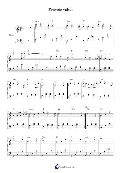 J'envoie valser Sheet Music by Zazie-Arr.Diaben Shelwilde