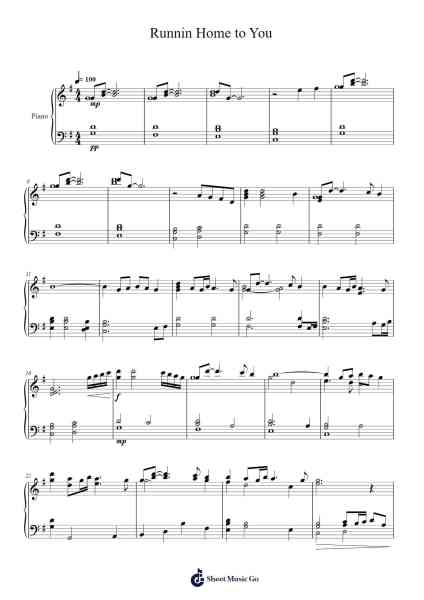 Runnin Home to You Sheet Music by Grant Gustin-Arr.Pojudd Sheishua