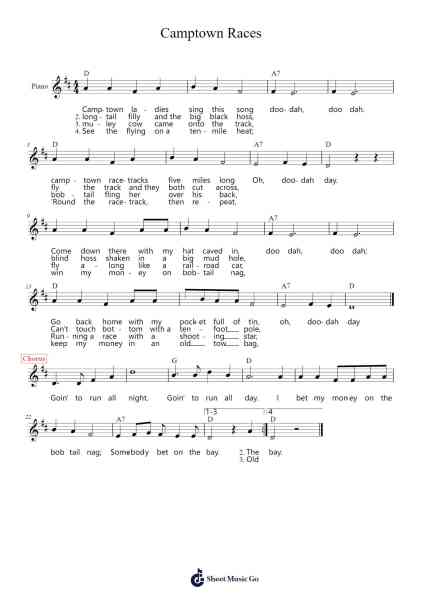 Camptown Races Musica per pianoforte di Stephen Foster - Arr.Bartnice