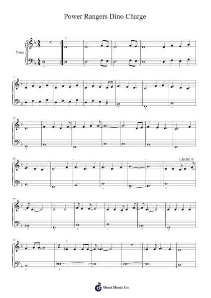Power Rangers Dino Charge Sheet Music by Ronald Aaron Wasserman-Arr.Stilling