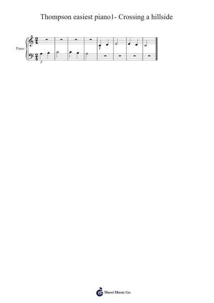 Thompson easiest piano1- Crossing a hillside Sheet Music by John Thompson-Arr.O'Caper