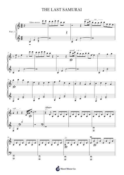THE LAST SAMURAI Sheet Music by Hans Zimmer-Arr.Keatsrid Burnsgo
