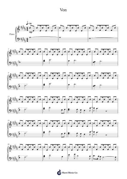 Von Sheet Music by Yuki Kanno-Arr.Hillian