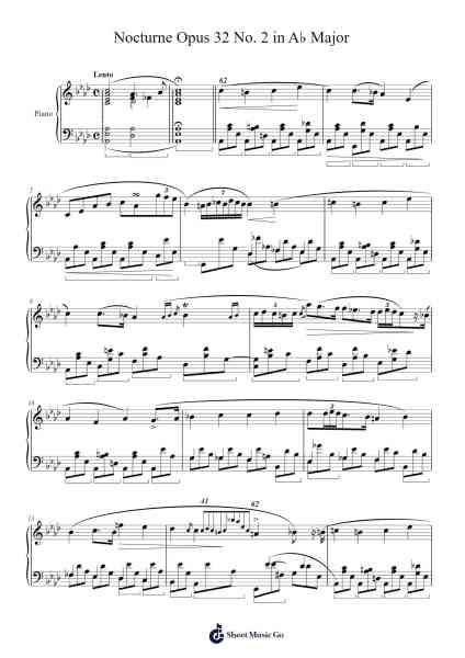 Nocturne in A♭ Major, Op. 32, No. 2 Sheet Music by Frédéric François Chopin-Arr.Ruthfitch Housed